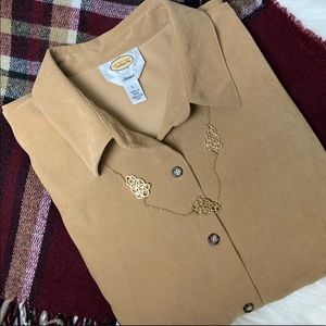 Talbots | Suede Moleskin Long Sleeve Tunic Blouse